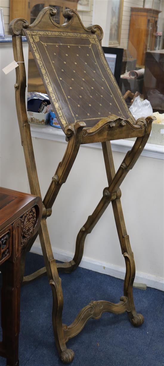 An Italian rococo travelling lectern W.53cm